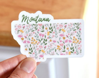 Floral Montana sticker, MT sticker for water bottle, laptop, Floral Montana decal, State stickers, Waterproof sticker, Montana state vinyl