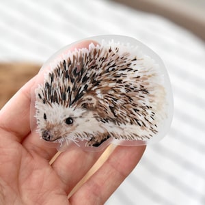 Clear hedgehog sticker, Cute hedgehog sticker for water bottle, laptop, phone, Weatherproof vinyl sticker,  Transparent hedgehog sticker