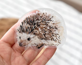 Clear hedgehog sticker, Cute hedgehog sticker for water bottle, laptop, phone, Weatherproof vinyl sticker,  Transparent hedgehog sticker