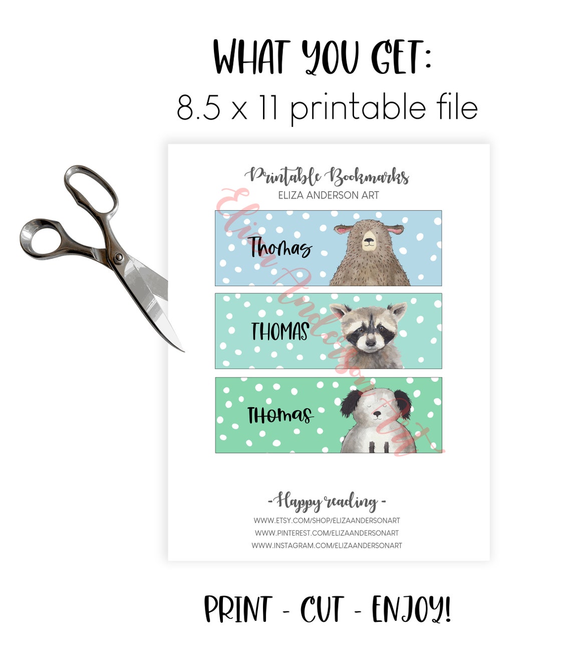 Printable Bookmarks Personalized Bookmark Watercolor - Etsy