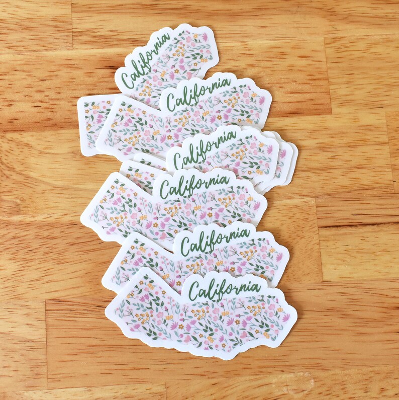 California Sticker, CA for Water Bottle, Laptops, Floral California ...