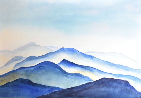 ORIGINAL Watercolor Painting Mountain Watercolor Nature | Etsy