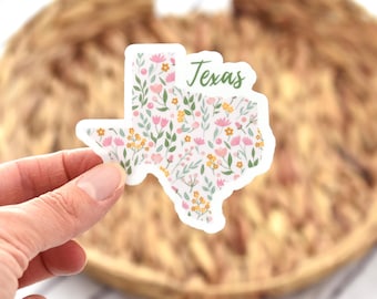 Texas sticker, TX for water bottle, laptops, Floral Texas sticker, State stickers, Waterproof sticker, Texas decal