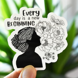 Adesivo todo dia é um novo começo, Adesivo para laptop à prova d'água, Adesivo de saúde mental, Adesivo de vinil motivacional, Adesivo de positividade