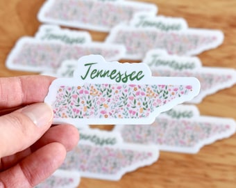 Floral Tennessee sticker, TN sticker for water bottle, laptop, Floral Tennessee decal, State stickers, Waterproof sticker