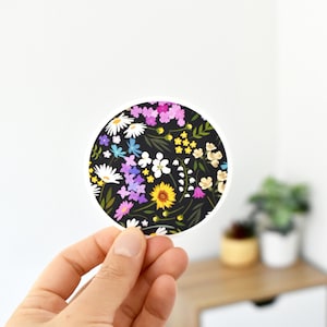 Flower sticker, floral laptop sticker, waterproof vinyl art sticker for electronics, phone case, laptop decal, die cut sticker