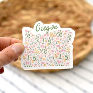 Oregon sticker, OR sticker for water bottle, laptops, Floral Oregon sticker, State stickers, Waterproof sticker, Oregon decal