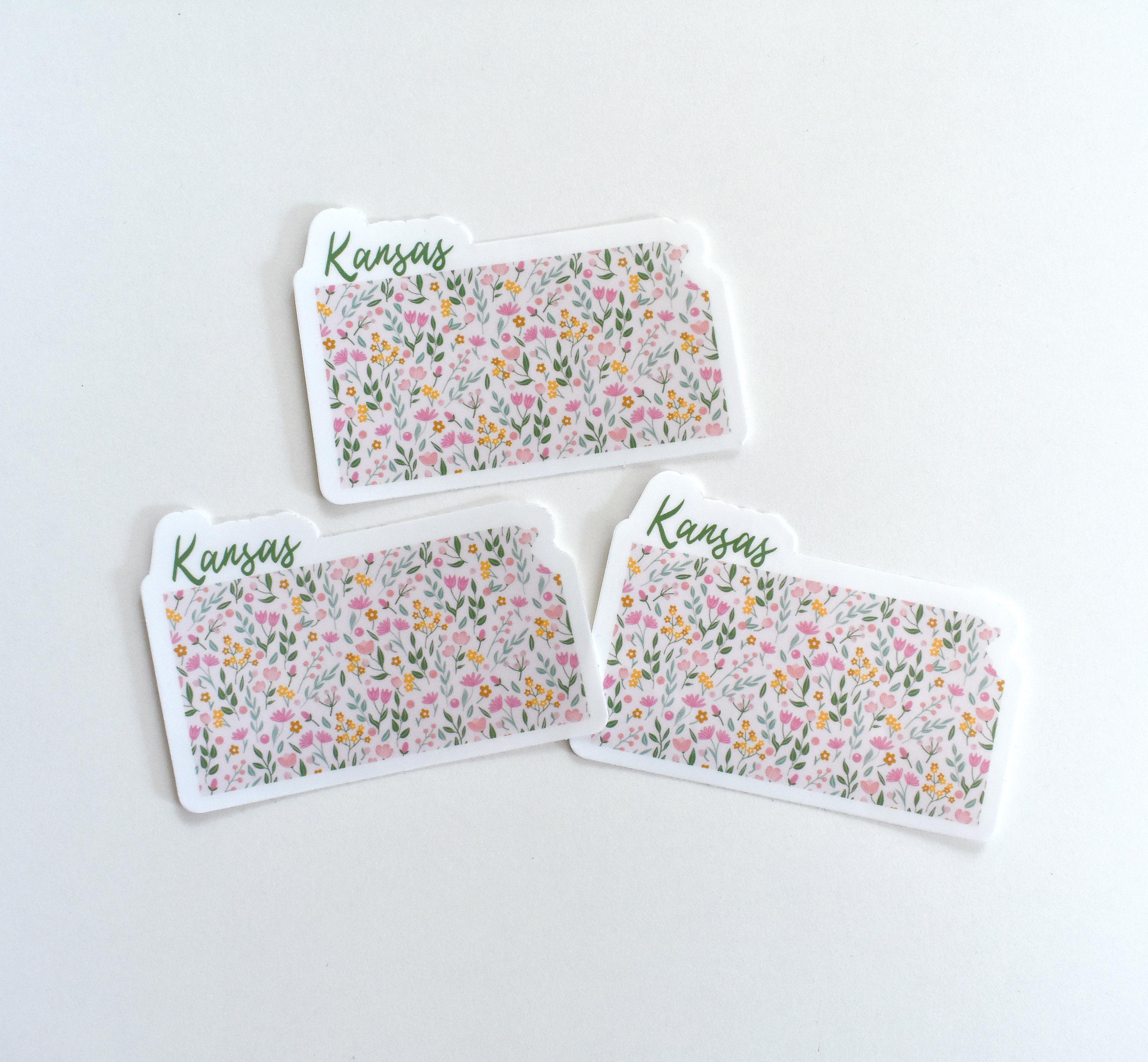 Kansas Stickers Kansas Sticker for Water Bottle, Laptop, Floral Kansas Sticker, State ...