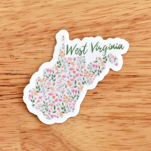 Floral West Virginia Sticker: Waterproof WV Decal