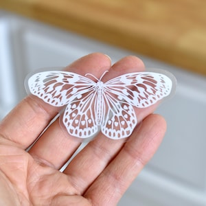 Klarer weißer Schmetterling Aufkleber, niedlicher Schmetterling Aufkleber, transparenter Laptop Aufkleber, Schmetterling Vinyl Aufkleber für Wasserflaschen