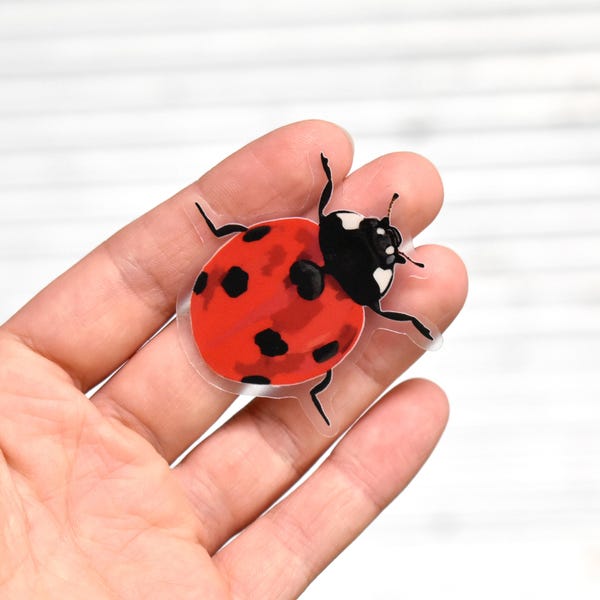 Clear Ladybug Sticker: Waterproof Vinyl Decal for Laptop, Water Bottle