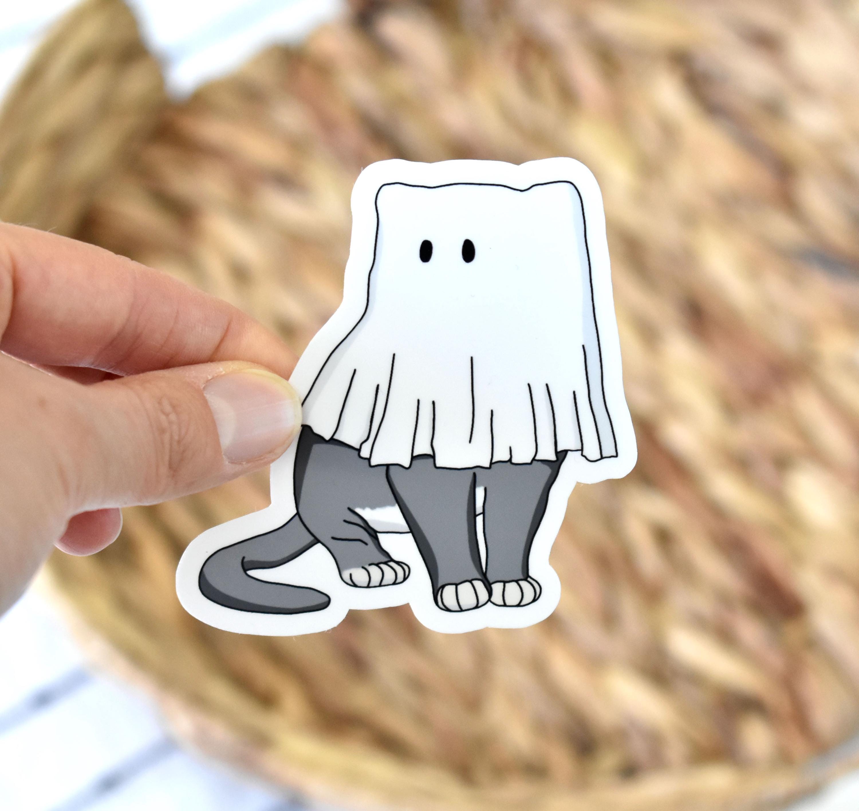 Cat Ghost Sticker, Cute Halloween Sticker, Funny Halloween Sticker ...