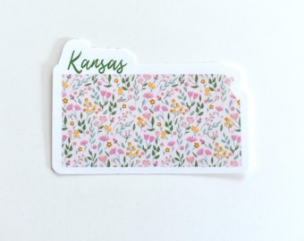 Kansas Aufkleber für Wasserflasche, Laptop, Kansas Aufkleber, Zustandsaufkleber KS, wasserdichter Aufkleber, Kansas Aufkleber