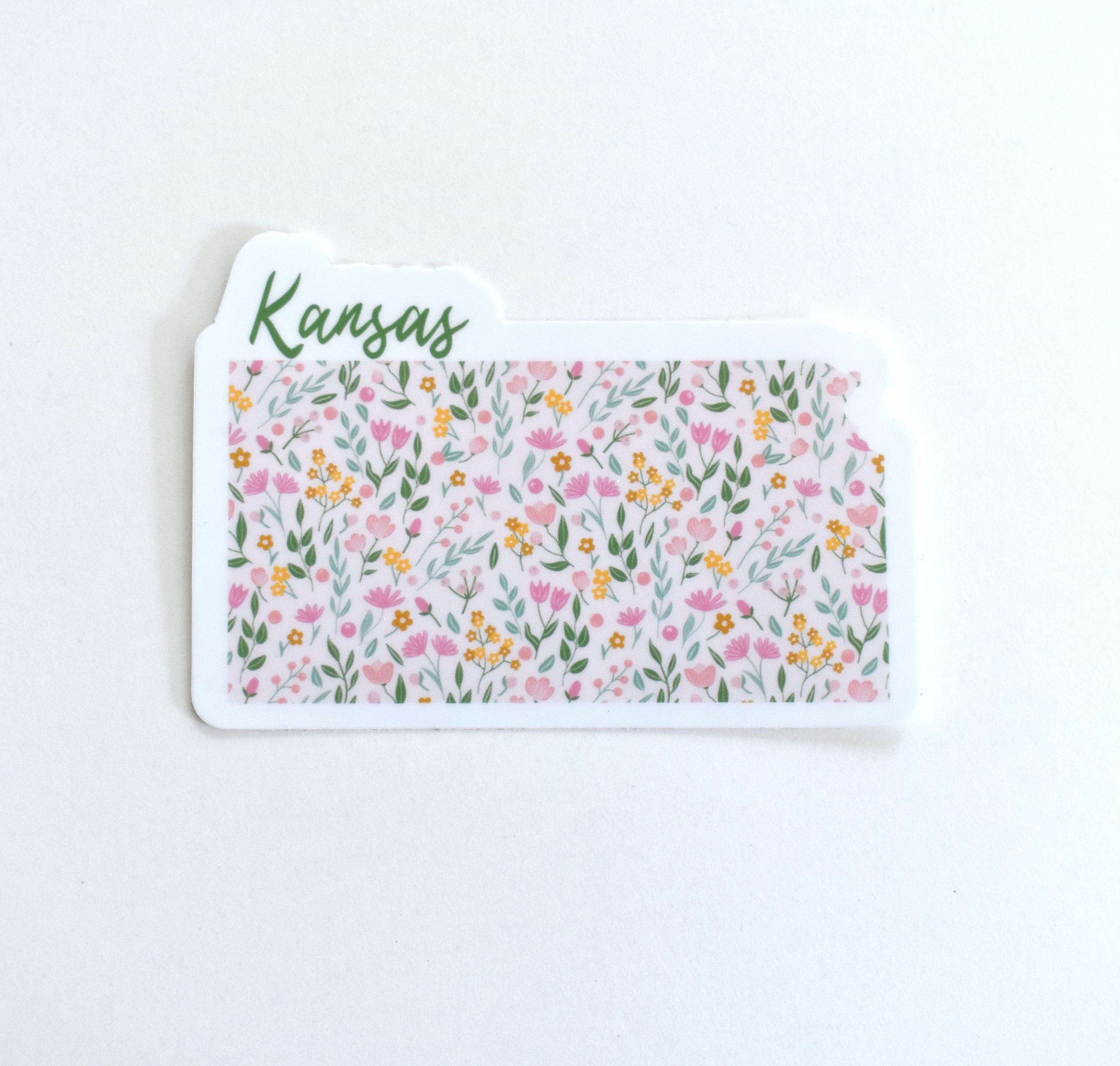 Kansas Weather Sticker Kansas Sticker for Water Bottle, Laptop, Floral Kansas Sticker, State ...