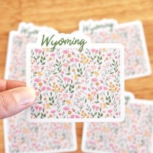 Floral Wyoming sticker, WY sticker for water bottle, laptop, Floral Wyoming decal, State stickers, Waterproof sticker, Wyoming state vinyl