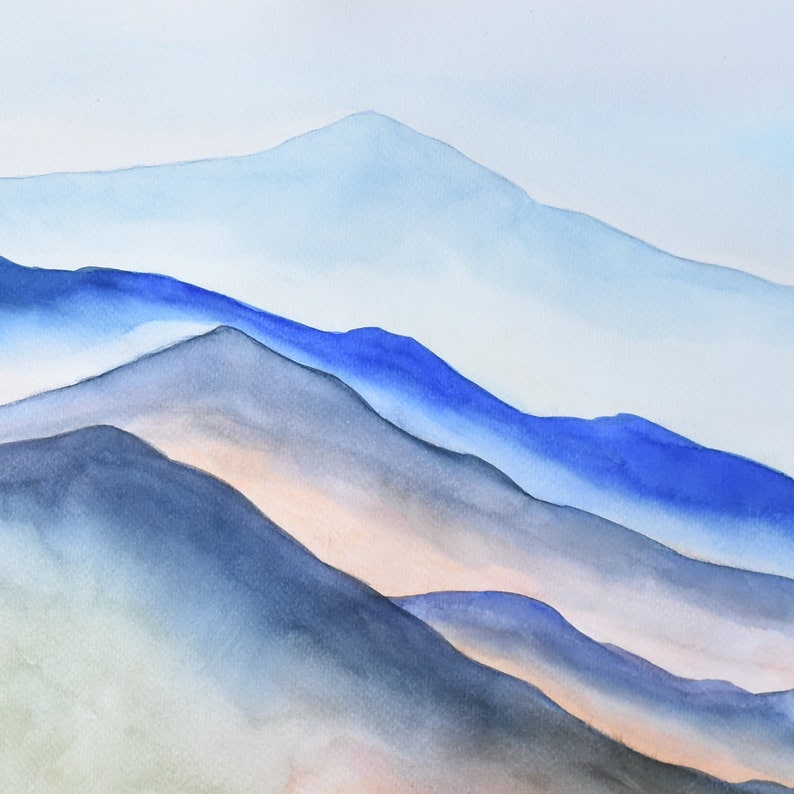 ORIGINAL watercolor painting Mountain watercolor Nature | Etsy