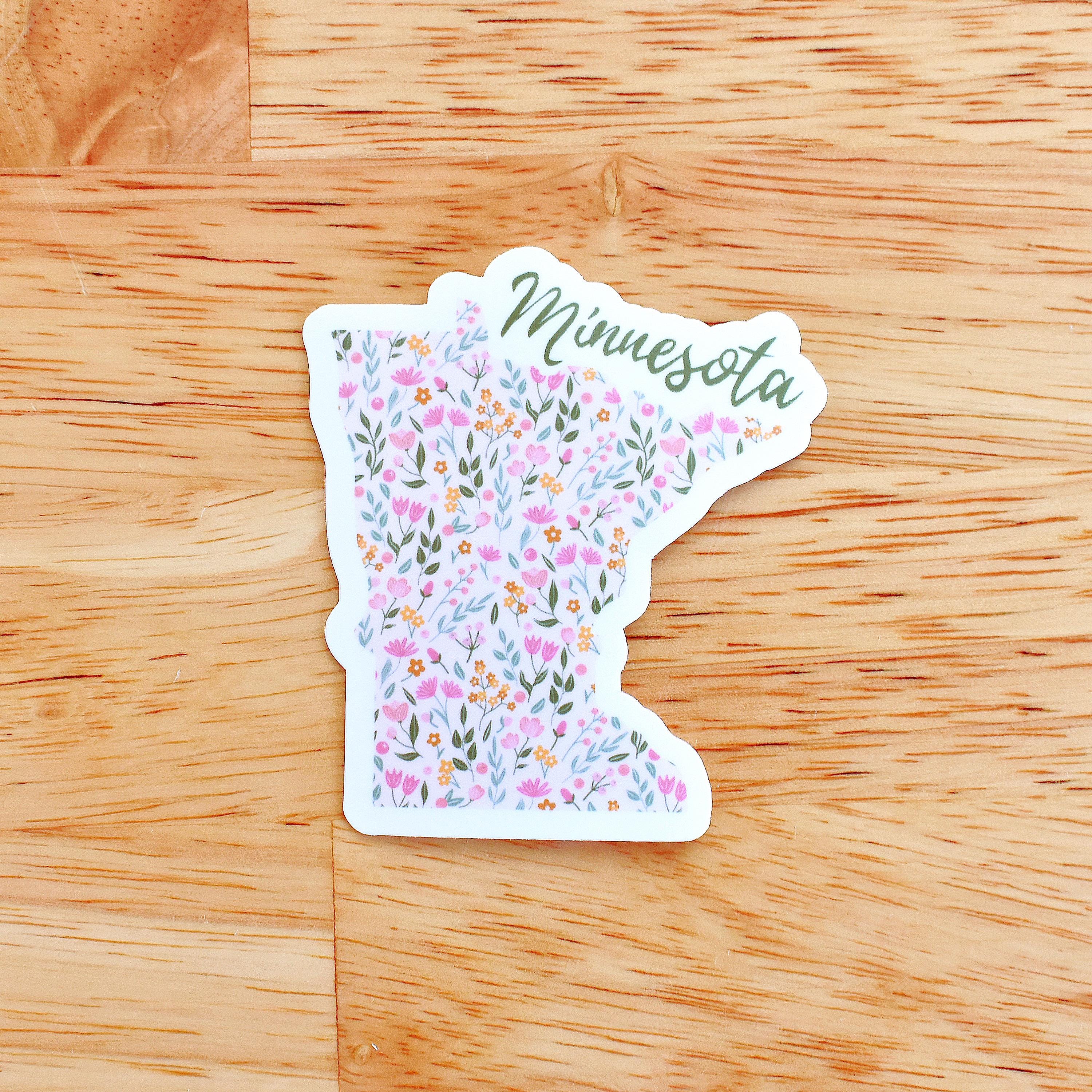 Mn Tags Sticker Minnesota Sticker, MN Sticker for Water Bottle, Laptops, Floral ...