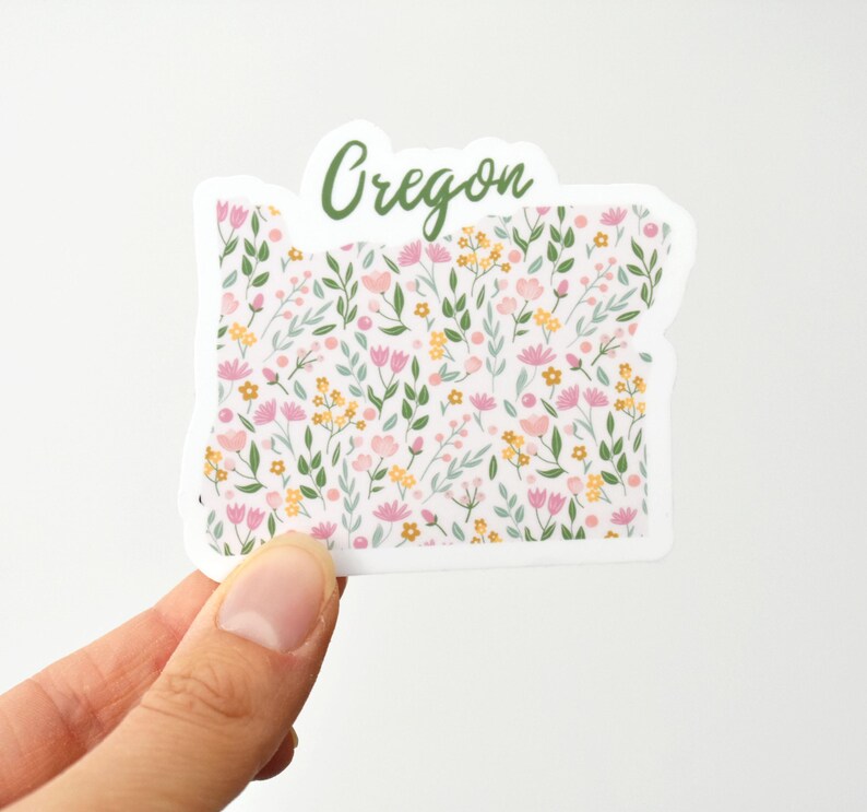 Oregon Sticker Template Oregon Sticker, OR Sticker for Water Bottle, Laptops, Floral Oregon ...