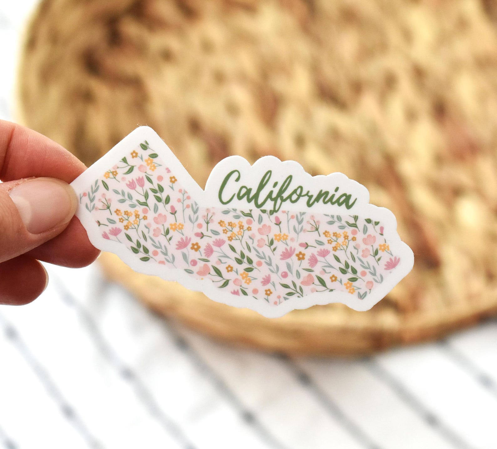 California Sticker, CA for Water Bottle, Laptops, Floral California ...