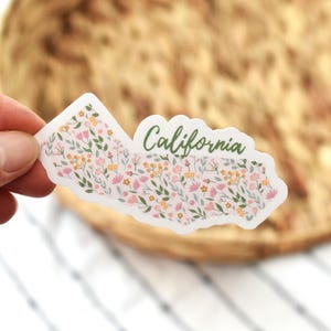 California sticker, CA for water bottle, laptops, Floral California sticker, State stickers, Waterproof sticker, California decal