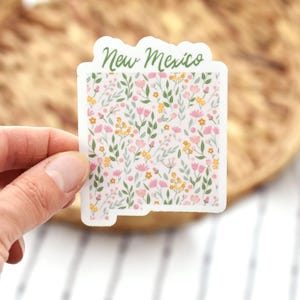 New Mexico sticker, NM for water bottle, laptops, Floral New Mexico sticker, State stickers, Waterproof sticker, New Mexico decal