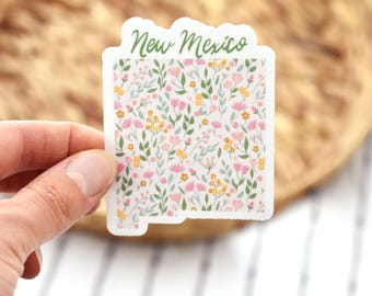 New Mexico sticker, NM for water bottle, laptops, Floral New Mexico sticker, State stickers, Waterproof sticker, New Mexico decal