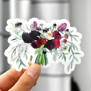 Flower bouquet sticker, floral laptop sticker, waterproof vinyl art sticker for water bottle, phone case, laptop decal, die cut sticker