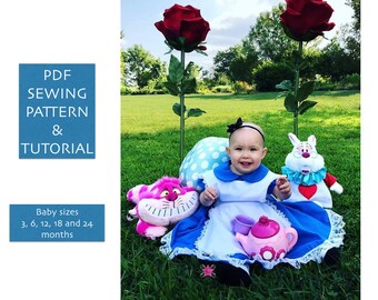 Alice pdf pattern Baby Toddler Alice in Wonderland costume PDF pattern Pinafore apron Alice outfit Alice pattern baby girl Alice costume pdf