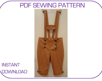 Lederhosen pattern PDF sewing pattern Lederhosen 3 sizes available for waist 28-34 inches Overalls pattern Pants pattern Oktoberfest shorts