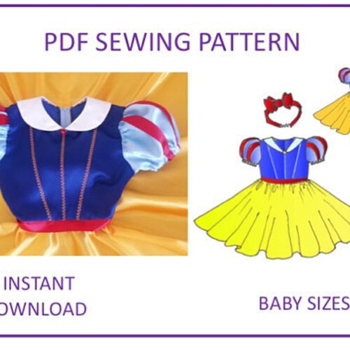 Snow White Pattern Computer Drafted PDF Sewing Pattern. Baby - Etsy