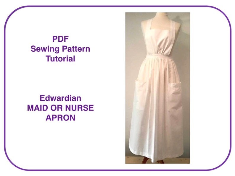 Victorian Edwardian Apron, Maid Costume & Patterns Apron pattern. PDF sewing pattern tutorial for long apron Edwardian Victorian Nurse Maid costume apron Pinafore apron pattern Pilgrim apron $5.26 AT vintagedancer.com