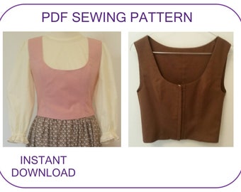 Vest pattern Adult sizes Maria vest PFD sewing pattern 7 sizes for women Sound of Music vest Maria costume Folk pattern pdf Bodice pattern