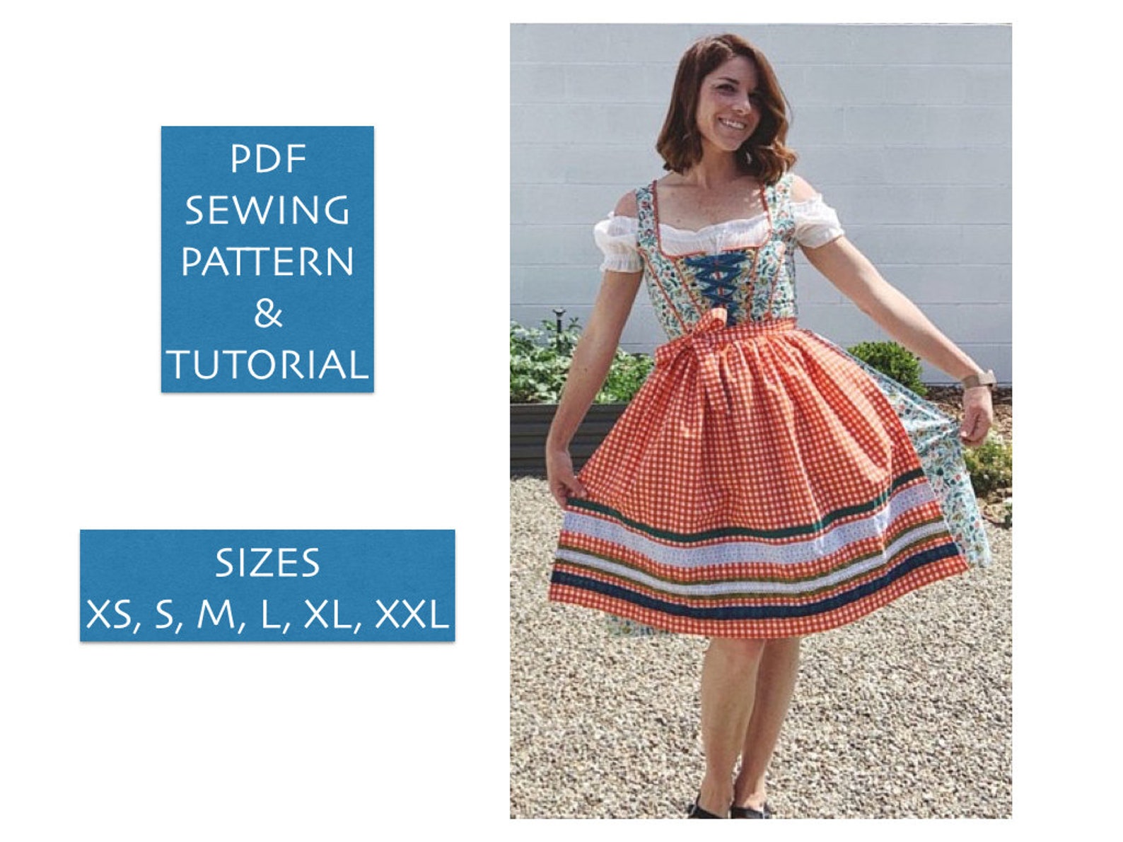 Dirndl Pattern PDF Sewing Pattern 6 Sizes Dirndl Oktoberfest Costume ...