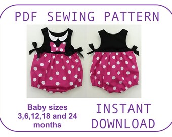 Baby and toddler Minnie Bubble onesie Pattern PDF sewing pattern Minnie body pattern Halloween First Birthday Minnie costume outfit pattern