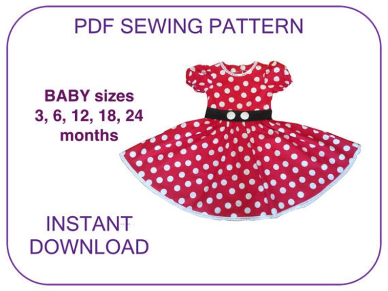 Baby Minnie Mouse Costume Dress Pattern For Baby Minnie Dress Pattern For Baby Girls Minnie Costume Toddler Sizes Halloween Pdf Pattern Sewing Fiber Craft Supplies Tools Tomtherapy Co Il