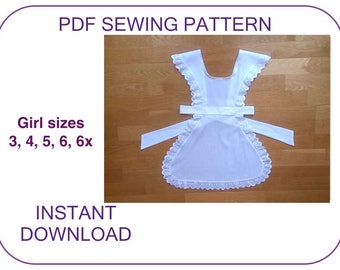 Girls costume apron PDF sewing pattern. Alice apron pattern for girls 3-7 years Halloween Costume apron pattern Tutorial apron sewing guide.