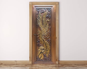 Wood Carving Door Decal, Door Wrap, Self-adhesive Decor, Peel And Stick, Door Sticker, Self Adhesive Vinyl, Vinyl Door Sticker