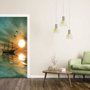 Sunset Door Decal, Door Wrap, Self-adhesive Decor, Peel And Stick, Door Sticker, Self Adhesive Vinyl, Vinyl Door Sticker