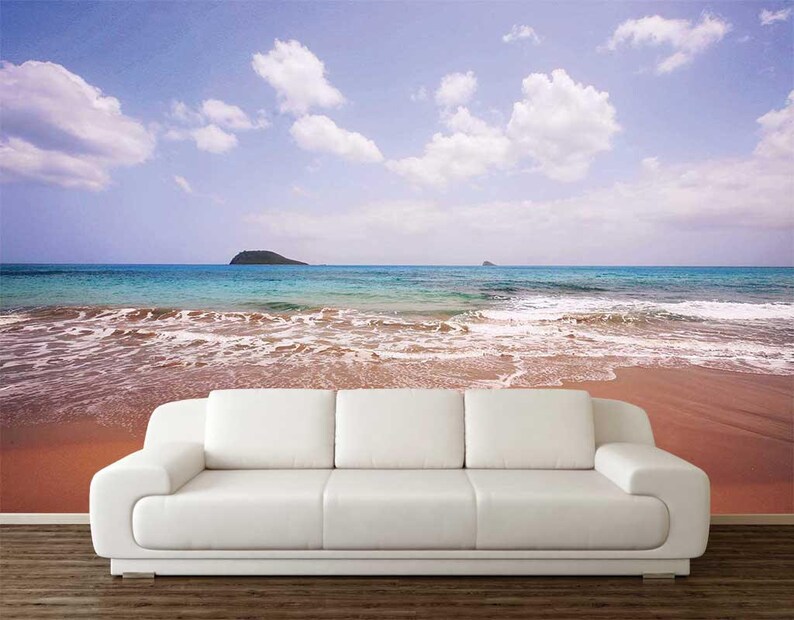 Exotic Beach Scene PEEL AND STICK Wall Mural Tropical Ocean Etsy