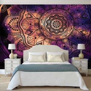 ABSTRACT WALL ART, Mandala Wall Covering, Colorful Mandala Wall Décor,  Indian Mandala Wallpaper, Mandala Wall Mural, Peel and Stick 