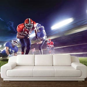 AMERICAN FOOTBALL WALLPAPER, Self-adhesive Decor, Football Wall Covering, Sport Wall Art, Game Wall Hanging, Peel And Stick, American Wall