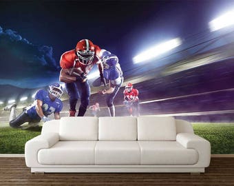 AMERICAN FOOTBALL WALLPAPER, Self-adhesive Decor, Football Wall Covering, Sport Wall Art, Game Wall Hanging, Peel And Stick, American Wall