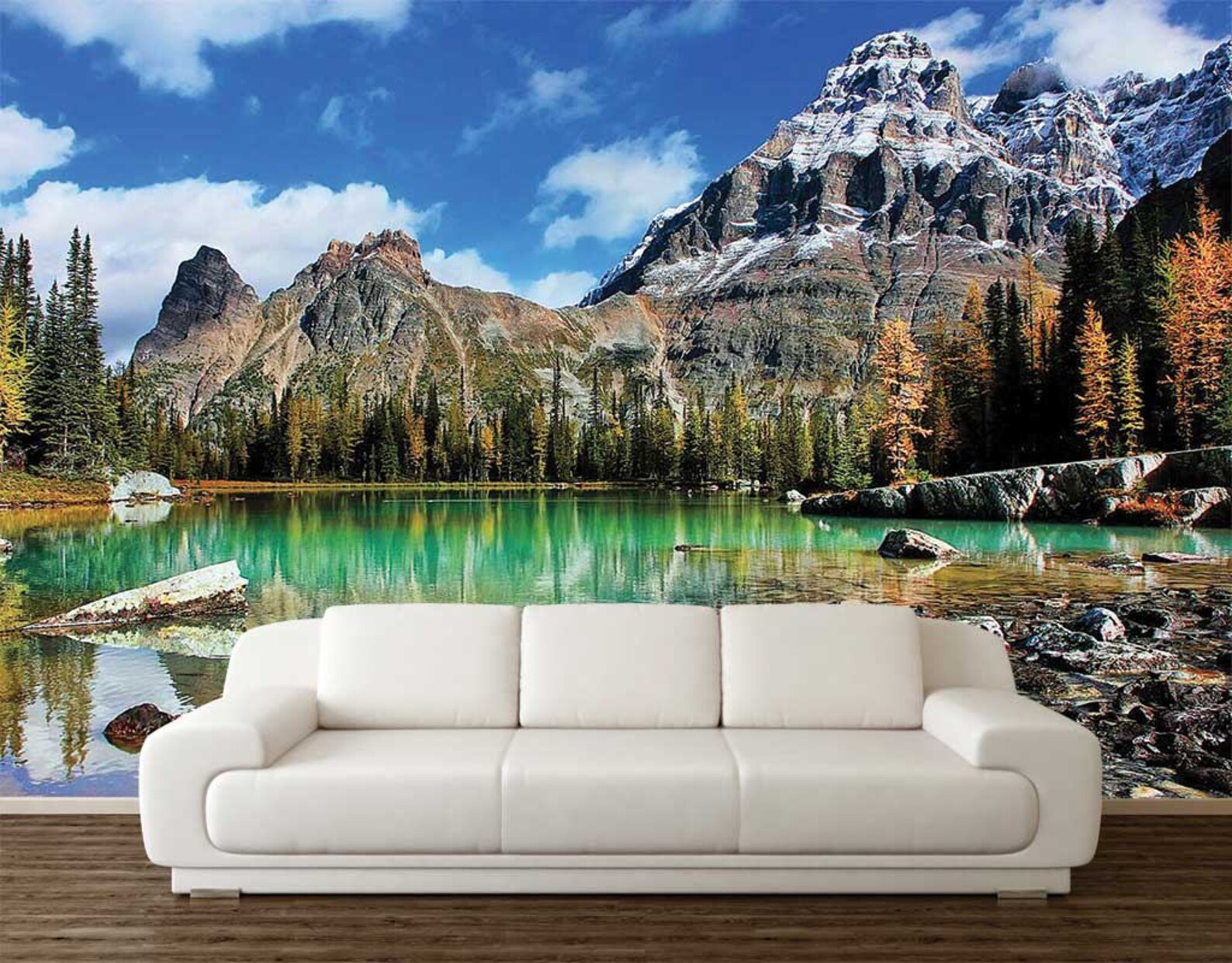 Mountain Scene Wall Mural Rocky Mountains Wallpaper Nature Etsy
