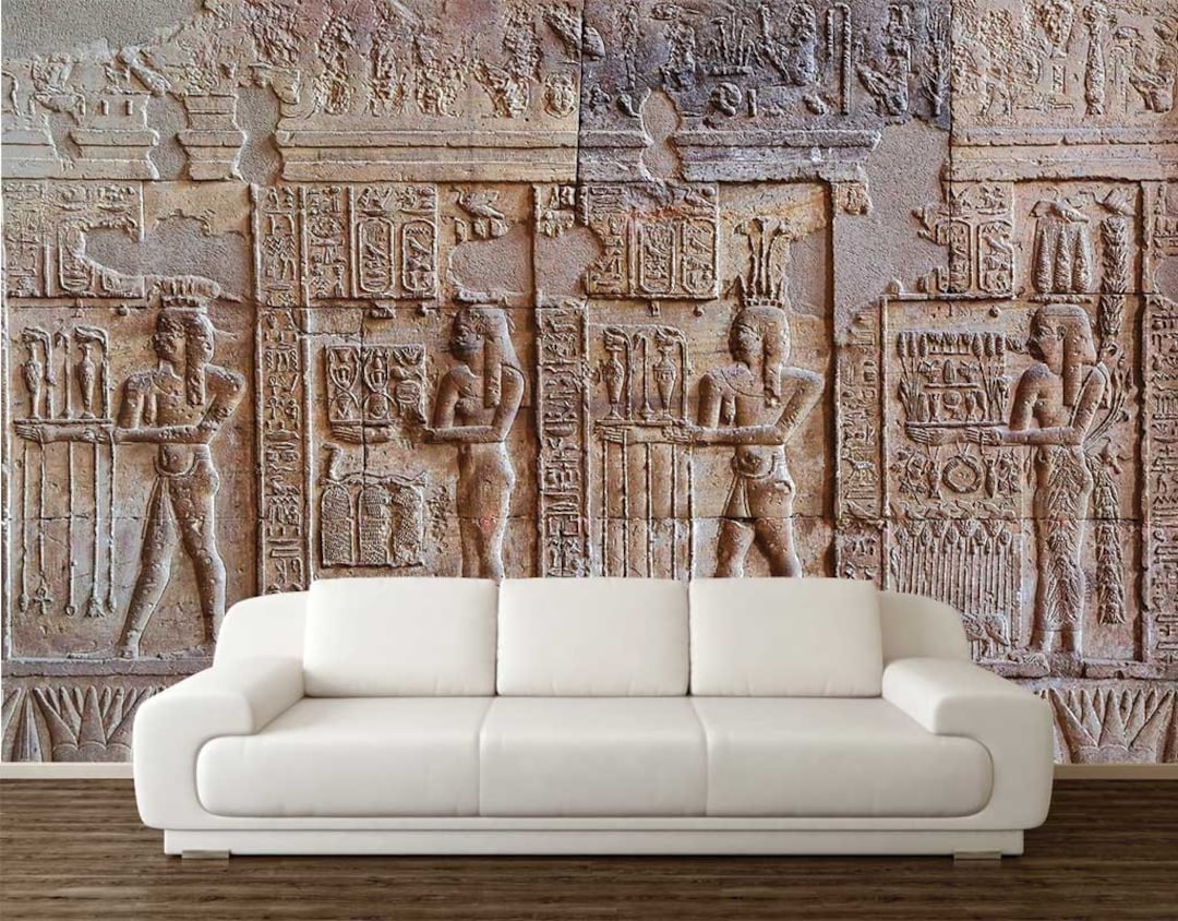 Egyptian Peel and Stick Wallpaper: Vintage Rustic Wall Art - Etsy