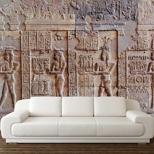 EGYPTIAN WALLPAPER, Egyptian Art, Peel And Stick, Vintage Home Decor, Rustic Wall Art, Egyptian Wall Decor, Vintage Print, Vintage Poster