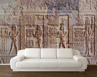 Egyptian Peel and Stick Wallpaper: Vintage Rustic Wall Art