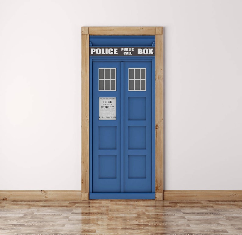 Tardis Door Mural: Dr Who Peel and Stick Door Decal - Etsy