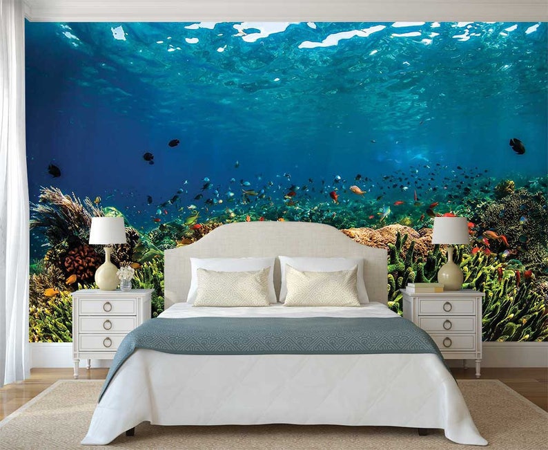 Ocean Underwater Wallpaper Wall Mural Underwater Corals Wall - Etsy
