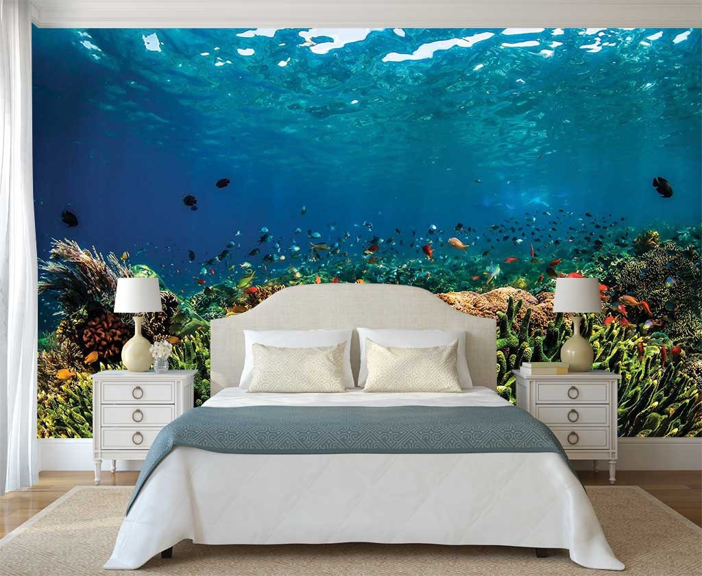 Ozean Unterwasser Tapete Wandbild Unter Wasser Korallen Etsy