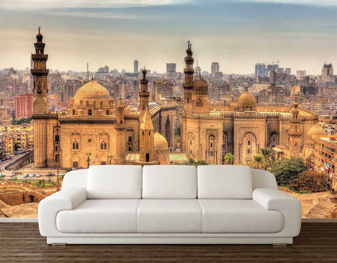 Wall Mural Vintage Wall Mural Egypt Old Buildings Wallpaper Etsy